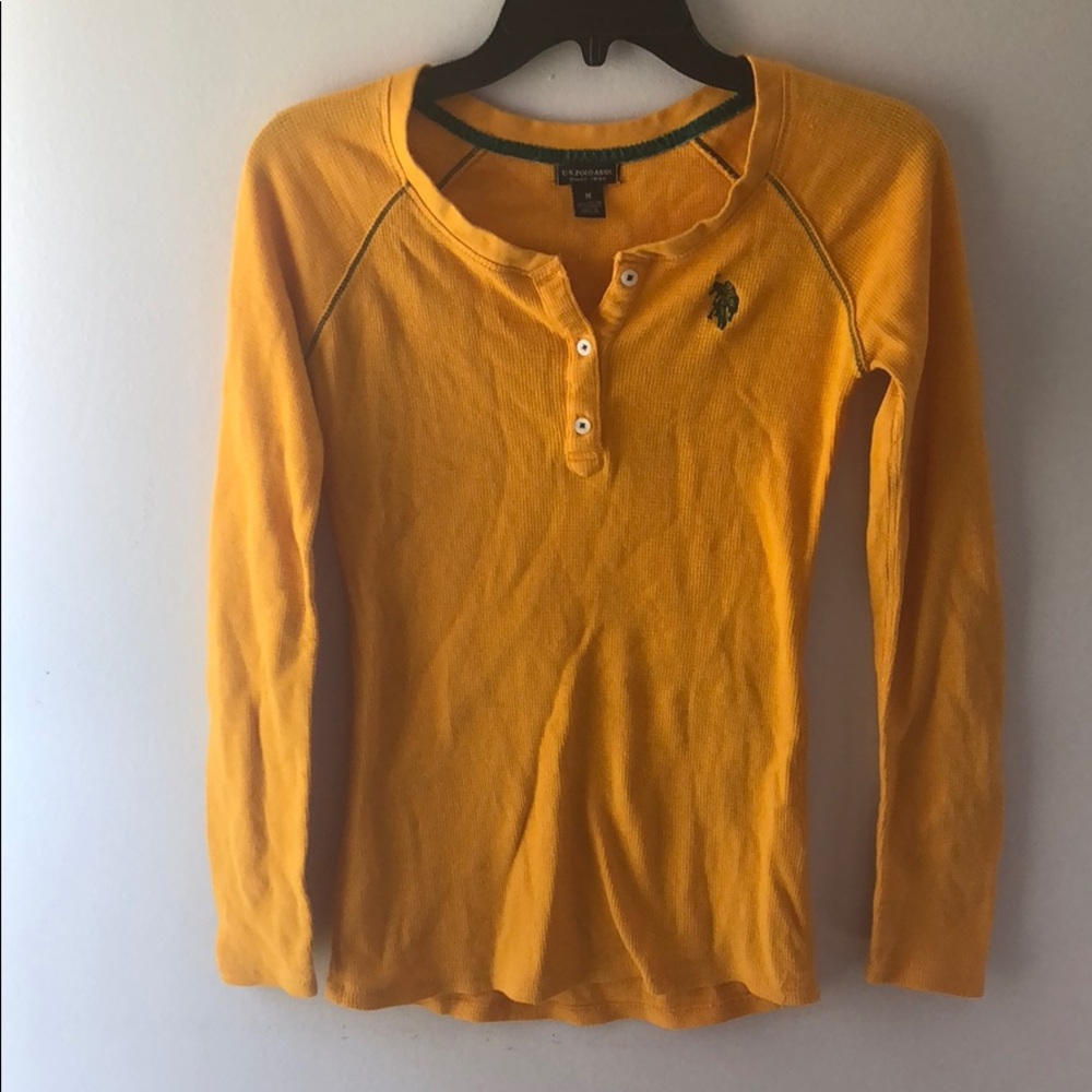 Mustard yellow thermal U.S polo assoc long sleeve